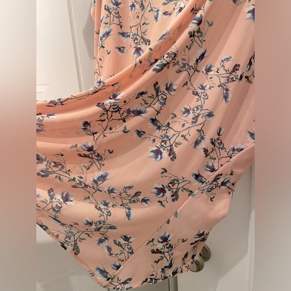 24/7 Comfort Sheer Pink Floral Kimono Draped Cardigan: Boho, Flowy, Fun - Picture 6 of 7